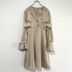 n1300【スワンキス】ワンピース 襟レース ビジュー ベージュ F