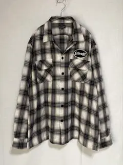 schott bros オンブレチェック　長袖シャツ　オープンカラー
