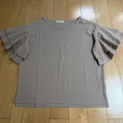 グローバルワーク/ダブルフリル袖カットソーＭベージュ半袖