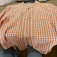 NICOLE CLUB オレンジチェック7分袖シャツ