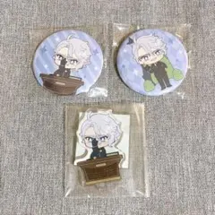 【3点セット】ツイステ アズール ミニキャラスタンド 缶バッジ セブンイレブン