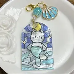 【0002】猫 人魚姫 クラックガラスビーズ チャーム