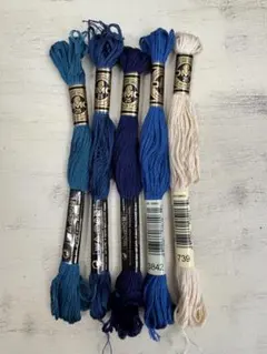 DMC 刺繍糸 セット 青系と白 5本