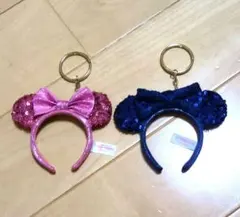 ディズニーリゾート ミニー カチューシャ キーチェーン キーホルダー　セット