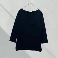 2787【marindenfant】カットソー　Tシャツ　七分袖　黒　Ｍ