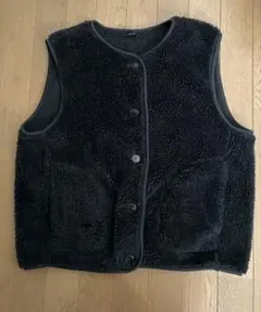 中古品 ユニクロ レディース ライトボアフリースベスト ブラック Mサイズ