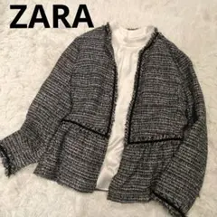 ZARA ザラ ラメツイード ノーカラージャケット