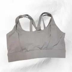 12 スポーツブラ【XL】クロスストラップ ヨガブラ フィットネスブラ グレー