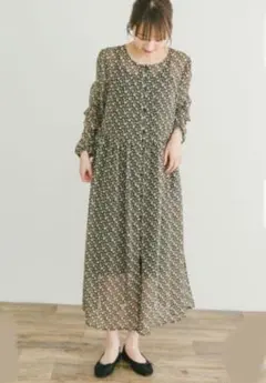 【美品】アーバンリサーチアイテム フラワープリントシフォンワンピース