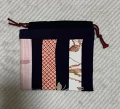 和柄　パッチワーク巾着袋　ハンドメイド