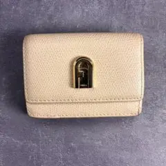 FURLA 후루라 트라이 배 지갑 아치 로고 핑크 베이지 미니 지갑 현재