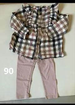 H&M チェック柄シャツとレギンスセット　90