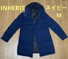 INHERIT ダウンコート　ネイビー　M (L相当)