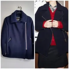 ヒステリックグラマー　フロントジップピーコート　メルトンダブルライダースコート