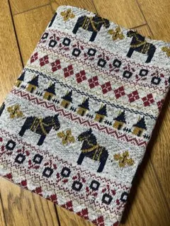 【ニット生地】ジャガード　ホース　グレー