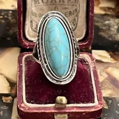 英国　イギリス　ヴィンテージ　トルコ石風　インディアンジュエリー　リング　11号