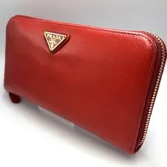 PRADA プラダ サフィアーノレザー長財布 赤 ゴールド金具 (リペア商品)のサムネイル