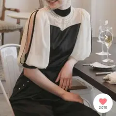 【BONLECILL】パンツドレス オールインワン 結婚式 パーティー シアー袖