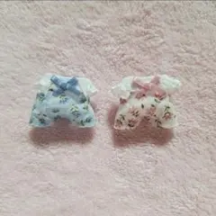 赤ちゃんお洋服2着セット　花柄①水色桃色　ハンドメイド