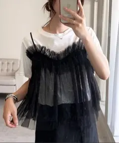 【タグ付き未使用】Ranan チュールビスチェドッキングＴシャツ