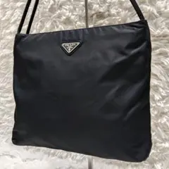 プラダ ハンドバッグ 肩掛け テスート 三角ロゴ ブラック 美品