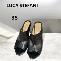 LUCA STEFANI レザーサンダル ブラック オープントゥ