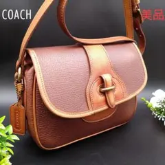 【美品】COACH 希少イタリア製 総革 ショルダーバッグ ブラウン コーチ