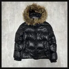 archive ダウンジャケット Y2K 00s 光沢 短丈 濃紺 S ファー