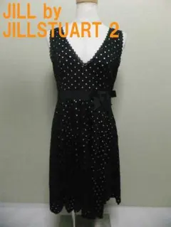 美品 ジルスチュアート ノースリーブワンピース 2（M) ブラック系　ドット柄