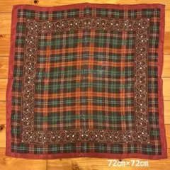 シルク100% チェック柄スカーフ　310