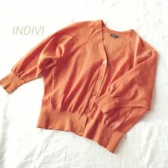 INDIVI オーバーサイズゆったりシアーカーディガン