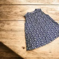 【UNIQLO】ユニクロ リバティコラボ ノースリーブブラウス S 紺 花柄