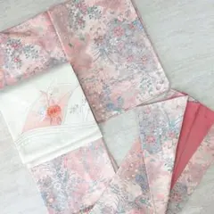 未使用しつけ糸付き】 洗える着物 夏着物 絽 単衣 色無地 ペールピンク