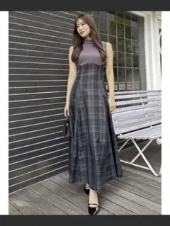 【新品未開封】dazzlin チェックノースリーブコルセットワンピース S