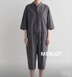 MERLOT コットン ジャンプ スーツ サロペット オールインワン チャコールのサムネイル