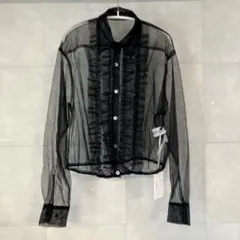 【新品未使用】NYLON TULLE FRILLS SHIRTS ブラック 38のサムネイル