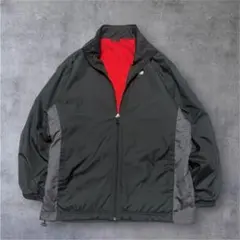 New balanceナイロンジャケット 裏フリース 黒赤 M Y2K