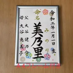 手書きオーダー命名書　命名紙 代筆　出産祝い　記念品　フレーム付き　匿名配送
