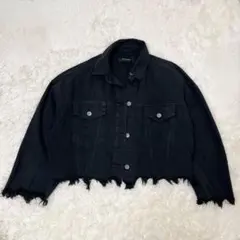 JEANASIS ジーナシス（F）ダメージ加工ワイドデニムジャケット 綿100%