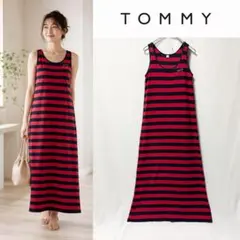TOMMY ボーダー ロングワンピース マキシ丈 M 赤 紺 ネイビー