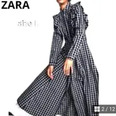 ZARA チェック フリル マキシ丈 ワンピース