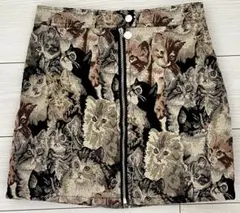 猫刺繍ミニスカート