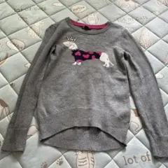 美品♪GapKids ビジュー付グレー犬デザインセーター 140cm ダックス