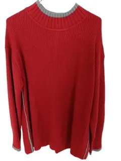 ほぼ未使用☆　earth　長袖 ニット 赤　レッド　Freeeサイズ