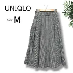 UNIQLO【M】極美品 チェック フレア スカート ユニクロ 裏地 シンプル