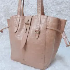 ✨希少✨FURLA NET ネットクロコ型押し ピンク トートバッグ 金具