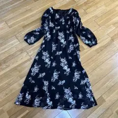 MERCURYDUO 花柄シフォン長袖ワンピース