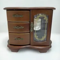オルゴール付 ジュエリーボックス 木製 アンティーク調 260310-2T