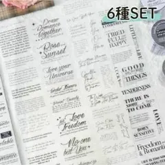 心に響くレター 英文 マステ 英字 シール 6種 マスキングテープ PET