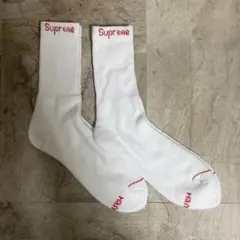 Supreme ホワイト クルーソックス2足セット（4枚）